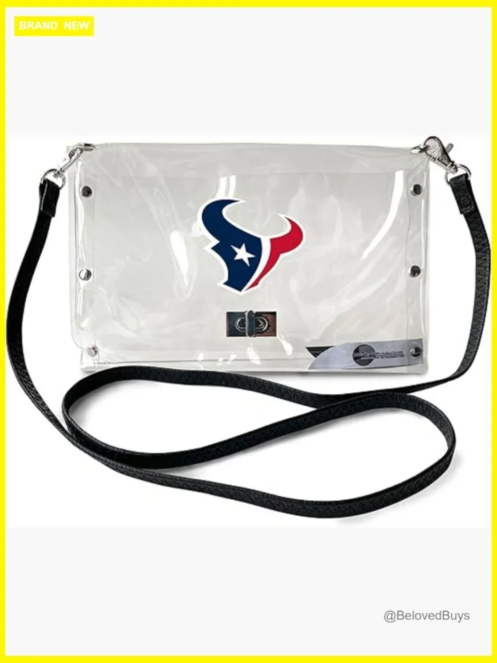 NFL Clear Envelope Purse with Black Fashion Strap